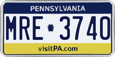 PA license plate MRE3740