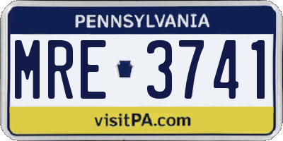 PA license plate MRE3741
