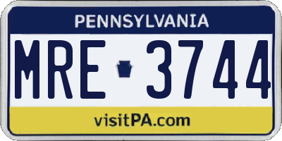 PA license plate MRE3744