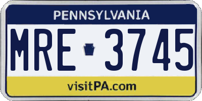 PA license plate MRE3745