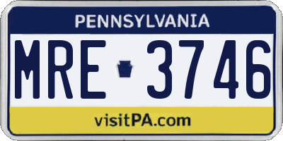 PA license plate MRE3746