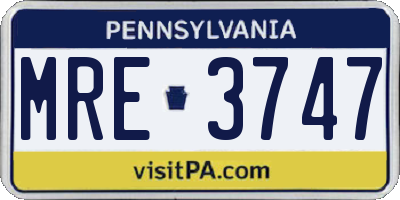 PA license plate MRE3747