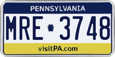 PA license plate MRE3748