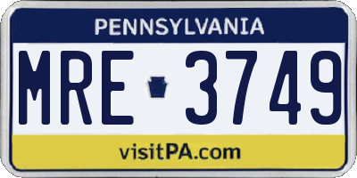 PA license plate MRE3749