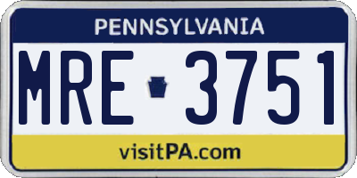 PA license plate MRE3751