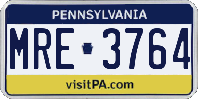 PA license plate MRE3764