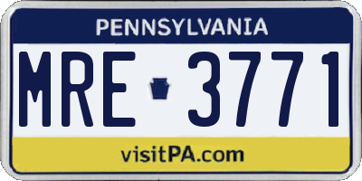 PA license plate MRE3771