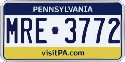 PA license plate MRE3772