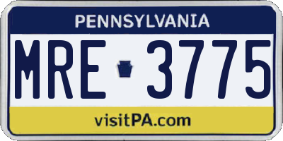 PA license plate MRE3775