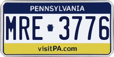 PA license plate MRE3776