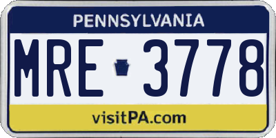 PA license plate MRE3778