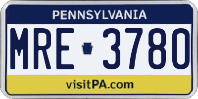 PA license plate MRE3780