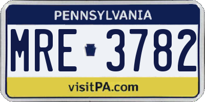 PA license plate MRE3782