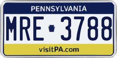 PA license plate MRE3788