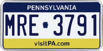 PA license plate MRE3791