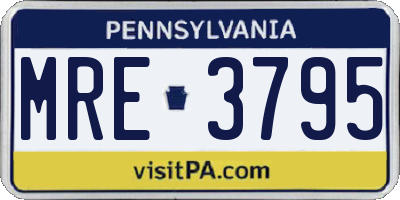 PA license plate MRE3795