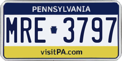PA license plate MRE3797