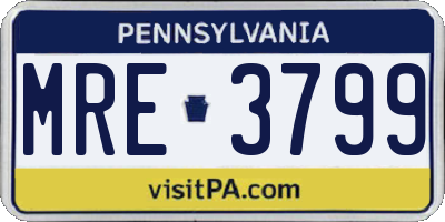 PA license plate MRE3799