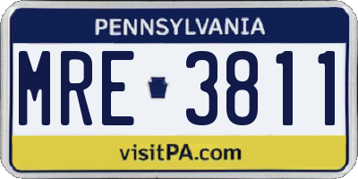PA license plate MRE3811