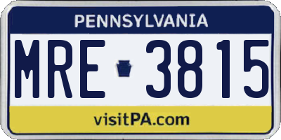 PA license plate MRE3815