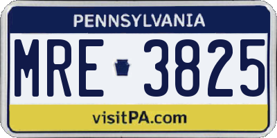 PA license plate MRE3825