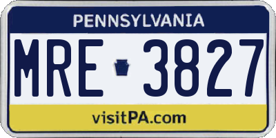 PA license plate MRE3827
