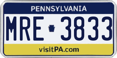 PA license plate MRE3833