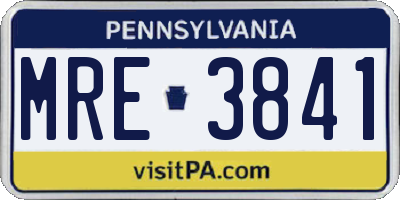 PA license plate MRE3841