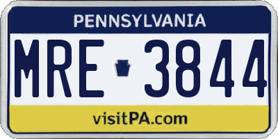 PA license plate MRE3844