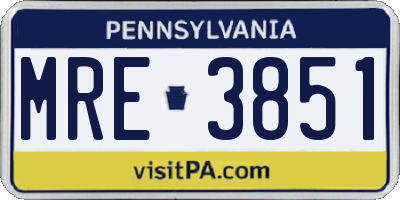 PA license plate MRE3851