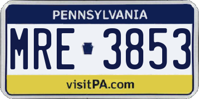 PA license plate MRE3853