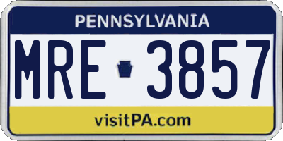PA license plate MRE3857
