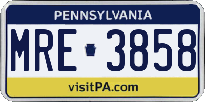 PA license plate MRE3858