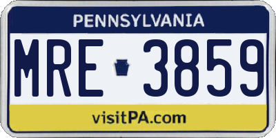 PA license plate MRE3859
