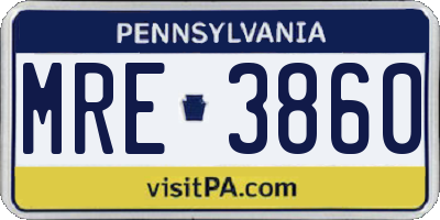 PA license plate MRE3860