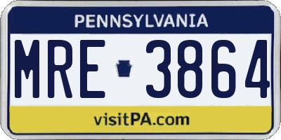 PA license plate MRE3864