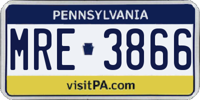PA license plate MRE3866