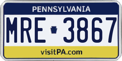 PA license plate MRE3867