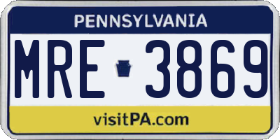 PA license plate MRE3869