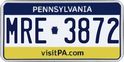 PA license plate MRE3872