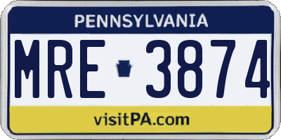 PA license plate MRE3874
