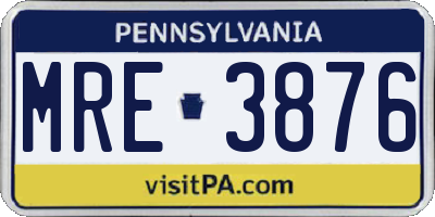 PA license plate MRE3876