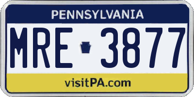 PA license plate MRE3877