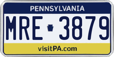 PA license plate MRE3879