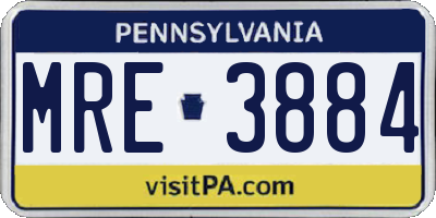 PA license plate MRE3884