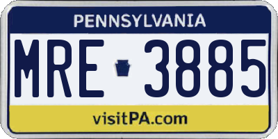 PA license plate MRE3885