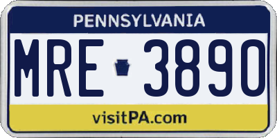 PA license plate MRE3890