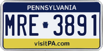 PA license plate MRE3891