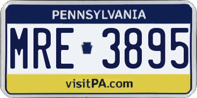 PA license plate MRE3895