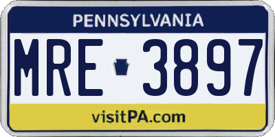 PA license plate MRE3897